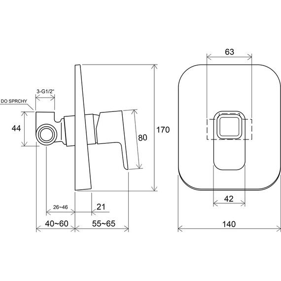 СМЕСИТЕЛЬ ВСТРОЕННЫЙ БЕЗ ПЕРЕКЛЮЧАТЕЛЯ RAVAK TD 062.00