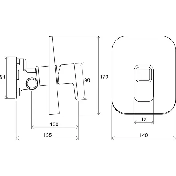 СМЕСИТЕЛЬ ВСТРОЕННЫЙ ДЛЯ ДУША БЕЗ ПЕРЕКЛЮЧАТЕЛЯ ДЛЯ R-BOX RAVAK TD 066.00