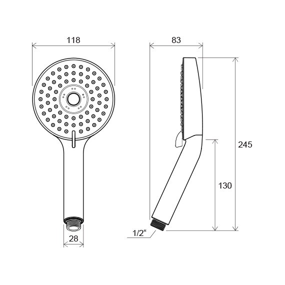 ЛЕЙКА КРУГЛАЯ ПЛОСКАЯ 3 ФУНКЦИИ ДИАМЕТР 118 ММ RAVAK 953.00