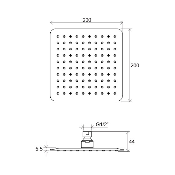 НАСАДКА ДЛЯ ДУША КВАДРАТНАЯ 200 ММ RAVAK 982.01