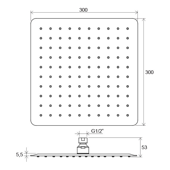 НАСАДКА ДЛЯ ДУША КВАДРАТНАЯ 300 ММ RAVAK 982.00