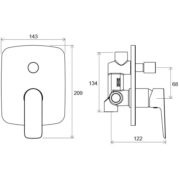 СМЕСИТЕЛЬ ВСТРОЕННЫЙ С ПЕРЕКЛЮЧАТЕЛЕМ RAVAK CL 061.00