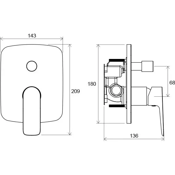 СМЕСИТЕЛЬ НАСТЕННЫЙ С ПЕРЕКЛЮЧАТЕЛЕМ RAVAK CL 065.00 ДЛЯ R-BOX