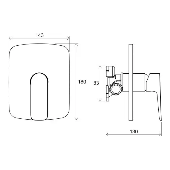 СМЕСИТЕЛЬ ВСТРОЕННЫЙ ДЛЯ ДУША БЕЗ ПЕРЕКЛЮЧАТЕЛЯ ДЛЯ R-BOX RAVAK CL 066.00