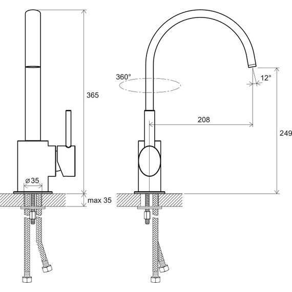 СМЕСИТЕЛЬ ДЛЯ УМЫВАЛЬНИКА БЕЗ ДОННОГО КЛАПАНА ВЫСОКИЙ С ПОВОРОТНЫМ ИЗЛИВОМ RAVAK FM 016.00