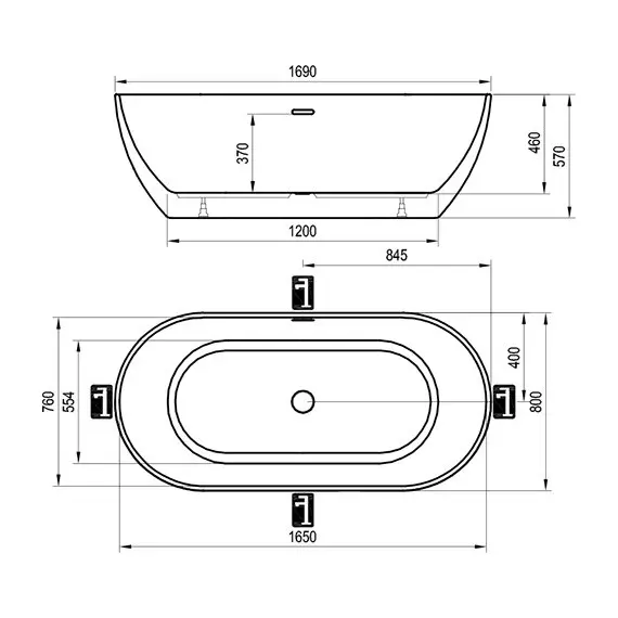 ВАННА АКРИЛОВАЯ RAVAK FREEDOM O 169X80