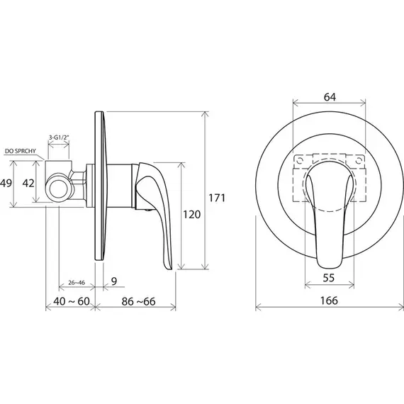 СМЕСИТЕЛЬ ВСТРОЕННЫЙ  БЕЗ ПЕРЕКЛЮЧАТЕЛЯ RAVAK RS 062.01