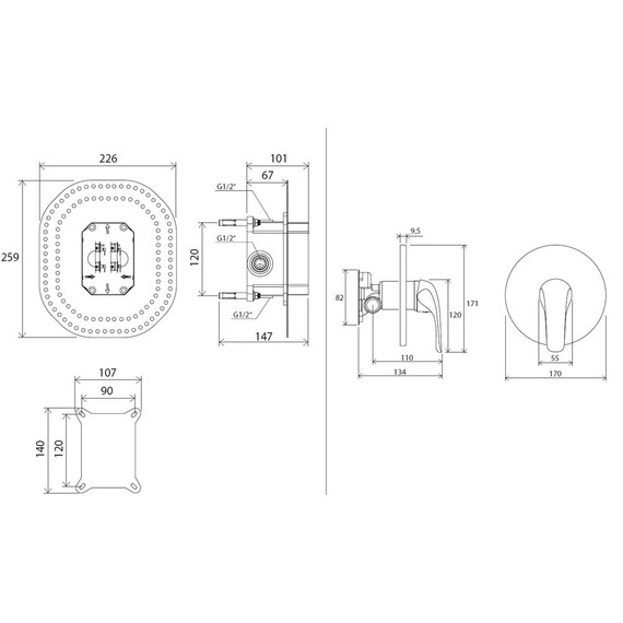 РАБОЧЕЕ ТЕЛО СМЕСИТЕЛЯ СКРЫТОГО МОНТАЖА (R-BOX) RAVAK RB 070.50