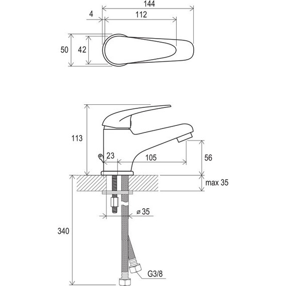 СМЕСИТЕЛЬ ДЛЯ УМЫВАЛЬНИКА RAVAK SN 012.00