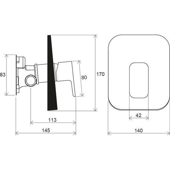 СМЕСИТЕЛЬ ВСТРОЕННЫЙ ДЛЯ ДУША БЕЗ ПЕРЕКЛЮЧАТЕЛЯ ДЛЯ R-BOX RAVAK TD F 066.00