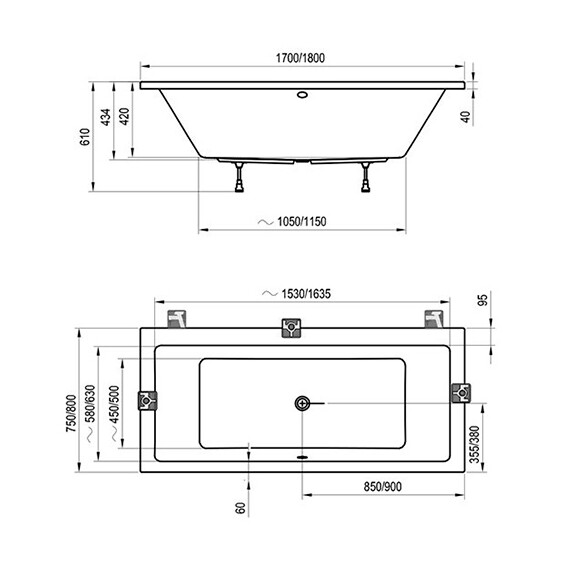 ВАННА АКРИЛОВАЯ RAVAK FORMY 01 180X80