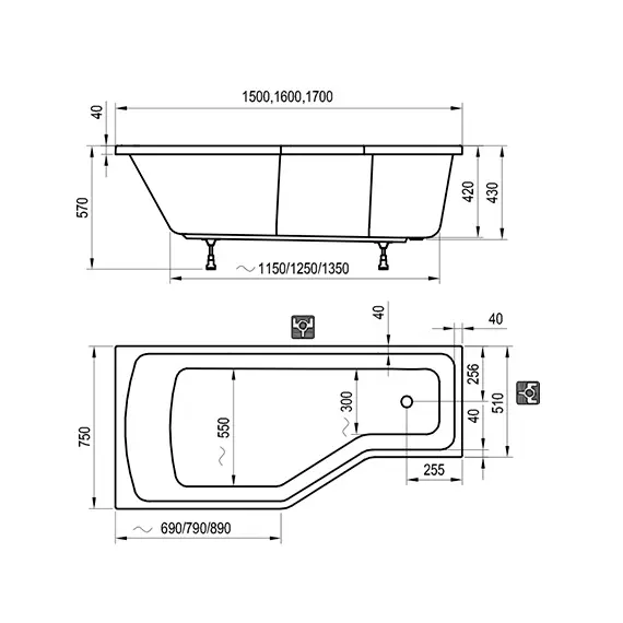 ВАННА АСИММЕТРИЧНАЯ RAVAK BEHAPPY II 160X75 L