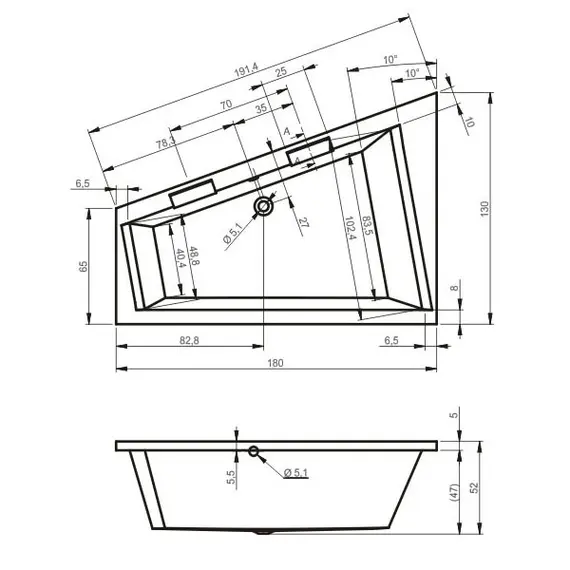 ВАННА АКРИЛОВАЯ RIHO DOPPIO 180X130 R