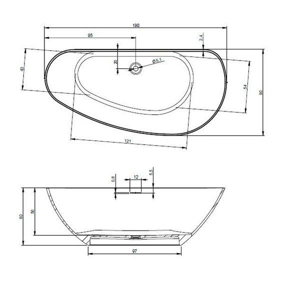 ВАННА ИЗ ИСКУССТВЕННОГО МРАМОРА RIHO GRANADA 190X90