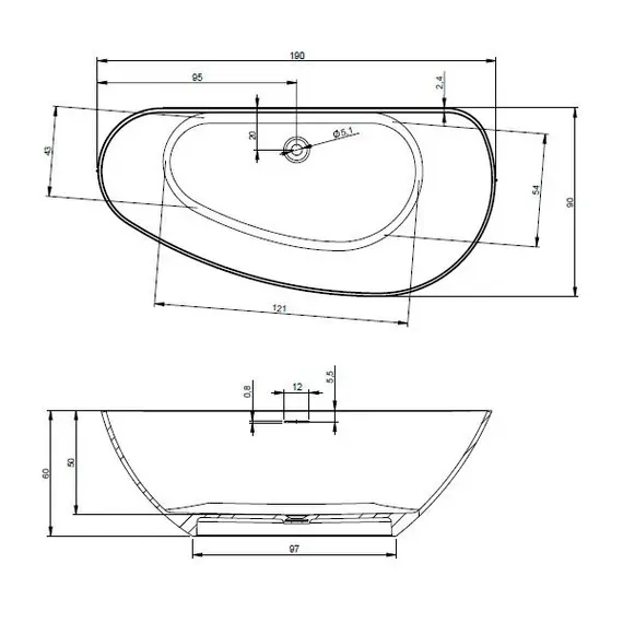 ВАННА ИЗ ИСКУССТВЕННОГО МРАМОРА RIHO GRANADA 190X90