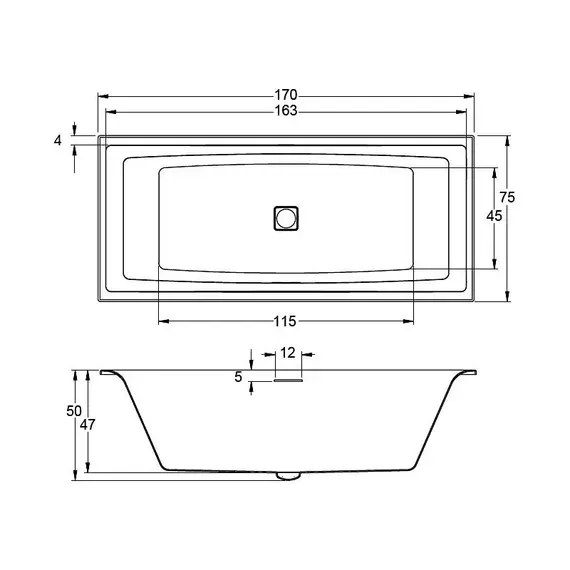ВАННА АКРИЛОВАЯ RIHO STILL SQUARE 170X75