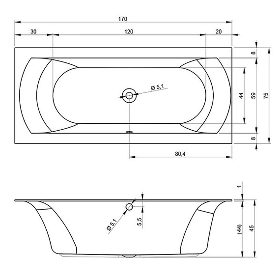 ВАННА АКРИЛОВАЯ RIHO LINARES VELVET 170X75