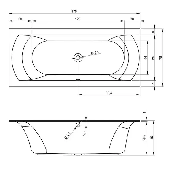 ВАННА АКРИЛОВАЯ RIHO LINARES VELVET 170X75