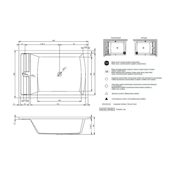 ВАННА АКРИЛОВАЯ RIHO SAVONA 190X130