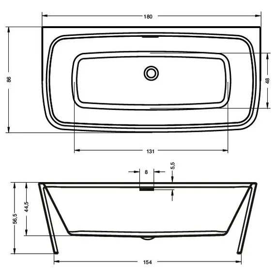 ВАННА АКРИЛОВАЯ RIHO ADORE FS 180X86