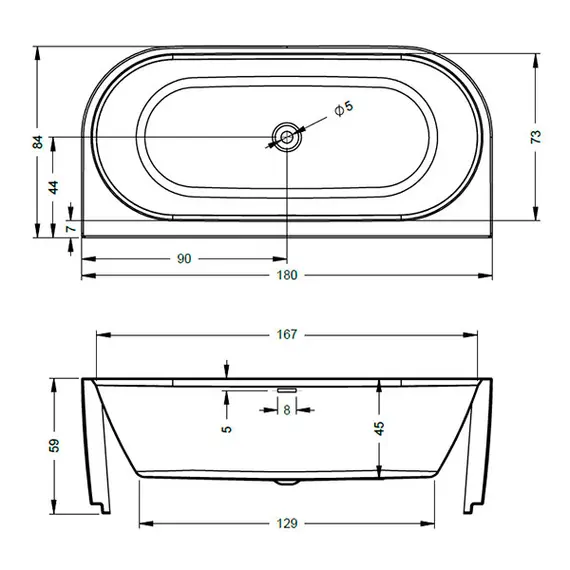 ВАННА АКРИЛОВАЯ RIHO BACK2WALL LED 184X84