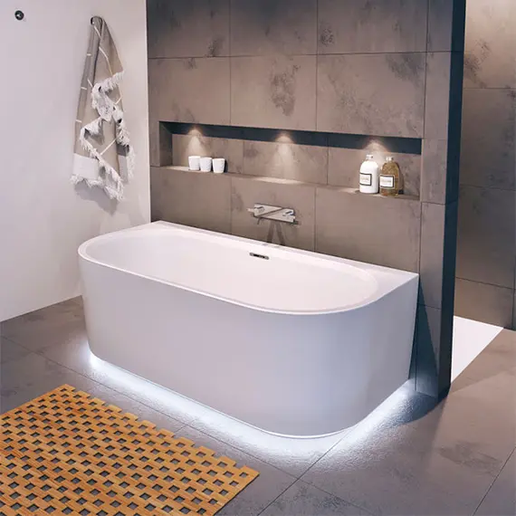 ВАННА АКРИЛОВАЯ RIHO BACK2WALL LED 184X84