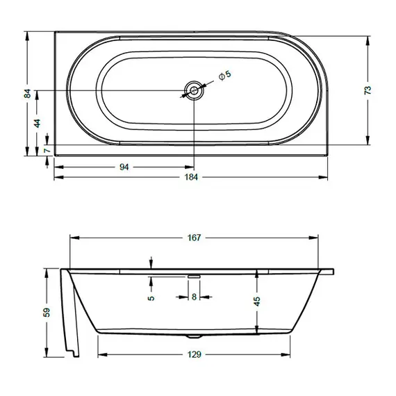 ВАННА АКРИЛОВАЯ RIHO DESIRE CORNER L 184X84