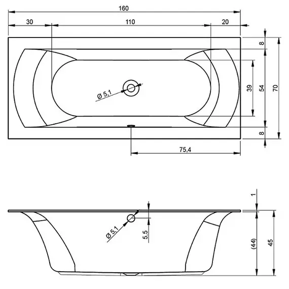 ВАННА АКРИЛОВАЯ RIHO LINARES PLUG & PLAY L 160X70