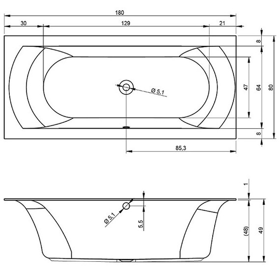 ВАННА АКРИЛОВАЯ RIHO LINARES PLUG & PLAY R 180X80