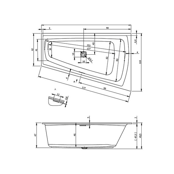 ВАННА АКРИЛОВАЯ RIHO STILL SMART 170X110 L
