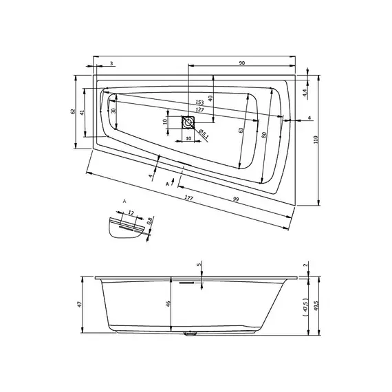 ВАННА АКРИЛОВАЯ RIHO STILL SMART 170X110 L