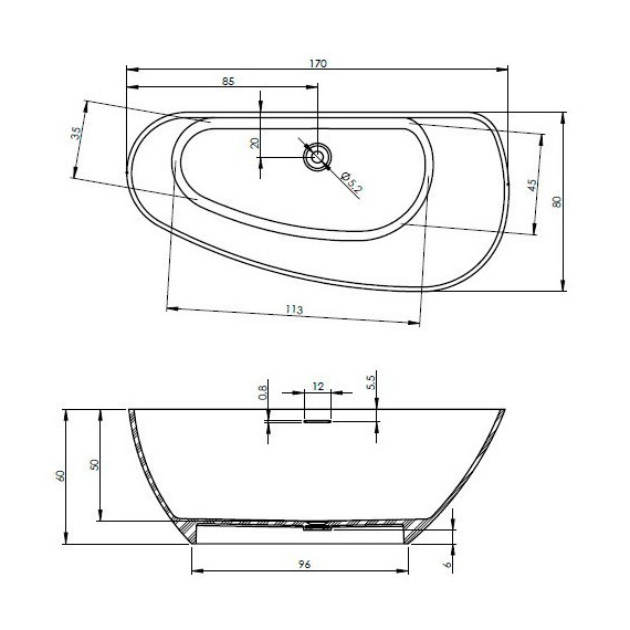 ВАННА ИЗ ИСКУССТВЕННОГО МРАМОРА RIHO GRANADA 170X80