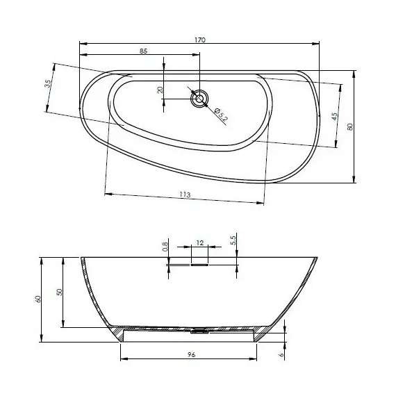 ВАННА ИЗ ИСКУССТВЕННОГО МРАМОРА RIHO GRANADA 170X80