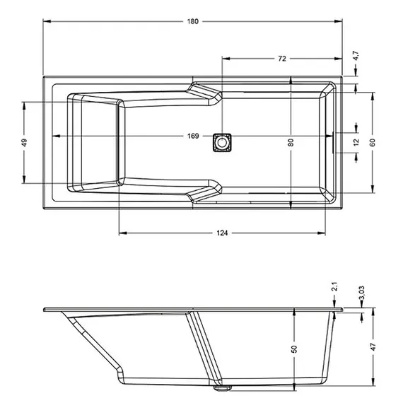 ВАННА АКРИЛОВАЯ RIHO STILL SHOWER 180X80