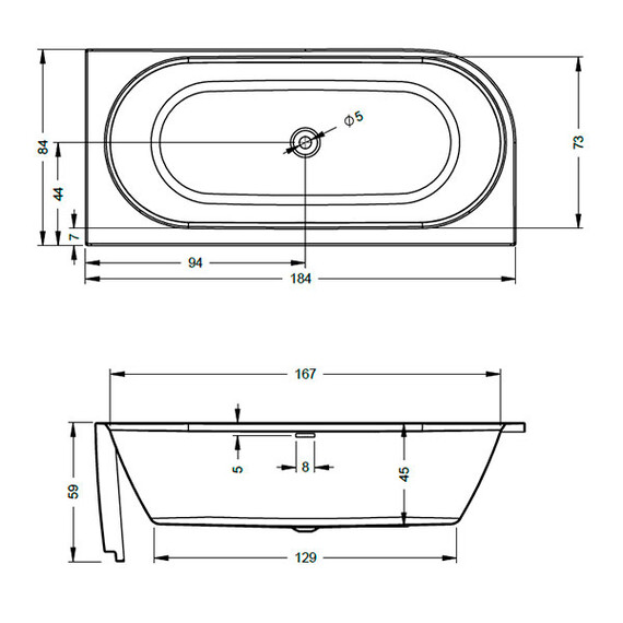 ВАННА АКРИЛОВАЯ RIHO DESIRE CORNER L 184X84