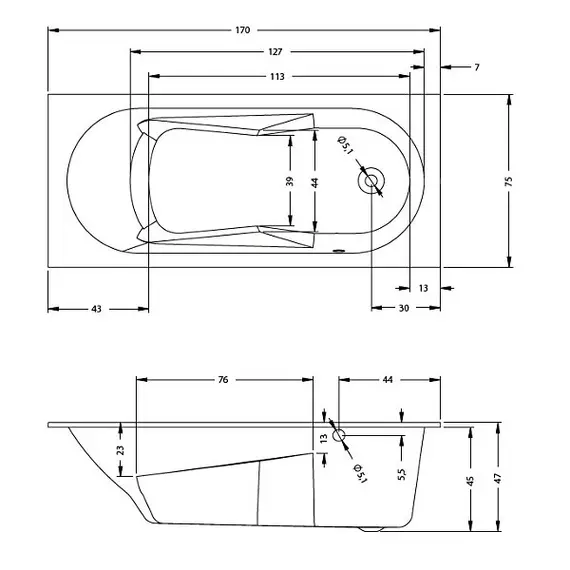ВАННА АКРИЛОВАЯ RIHO LAZY PLUG & PLAY R 170X75