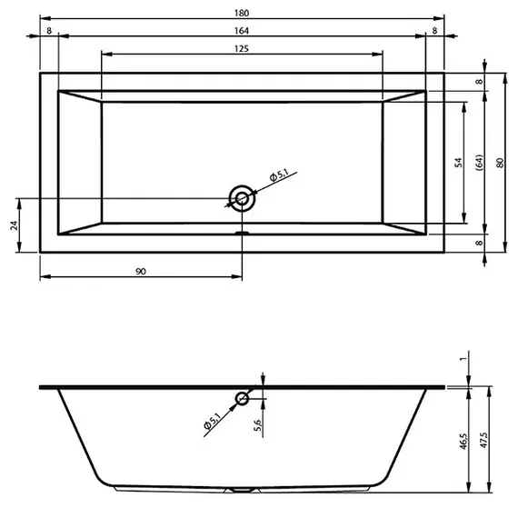 ВАННА АКРИЛОВАЯ RIHO LUGO PLUG & PLAY R 180X80