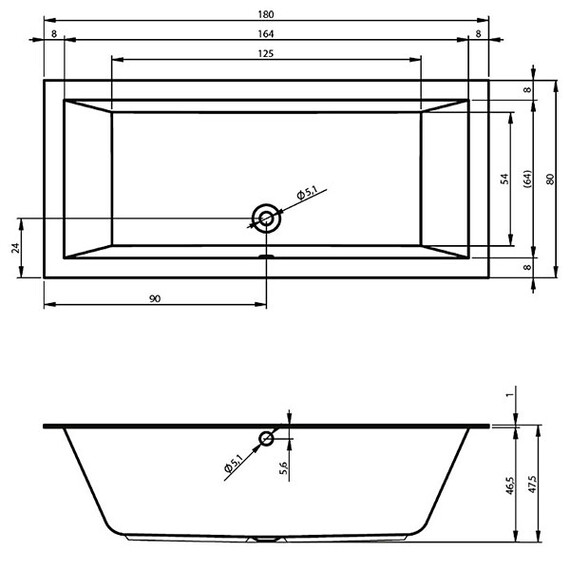ВАННА АКРИЛОВАЯ RIHO LUGO PLUG & PLAY L 180X80
