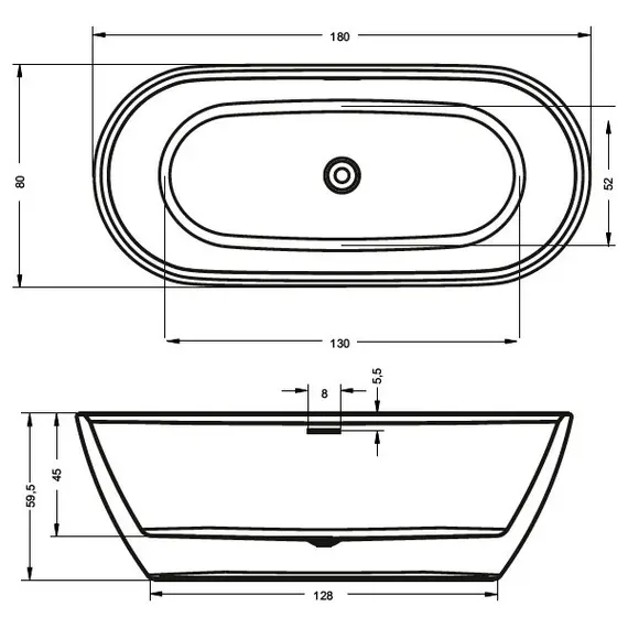 ВАННА АКРИЛОВАЯ RIHO INSPIRE 180X80 VELTET WHITE
