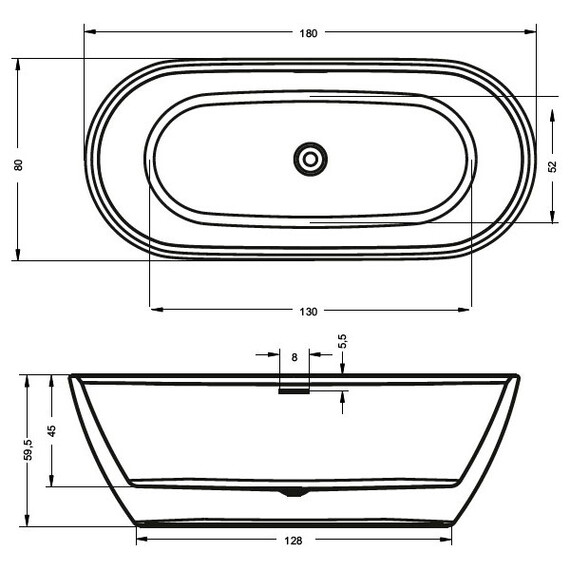ВАННА АКРИЛОВАЯ RIHO INSPIRE 180X80 VELTET WHITE