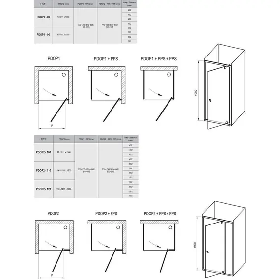 НЕПОДВИЖНАЯ СТЕНКА RAVAK PIVOT PPS-90 ЧЕРНЫЙ+ТРАНСПАРЕНТ