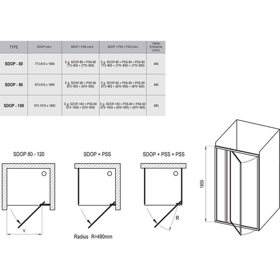 ДУШЕВАЯ ДВЕРЬ ПОВОРОТНАЯ RAVAK SUPERNOVA SDOP-90 БЕЛЫЙ+ПЕРЛ