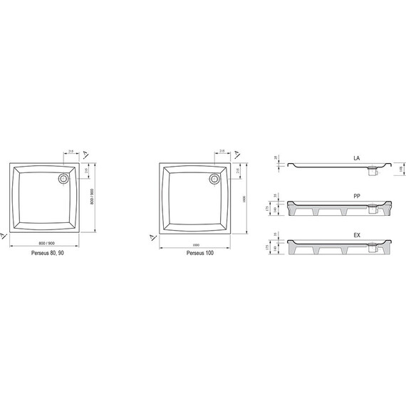 ДУШЕВОЙ ПОДДОН RAVAK PERSEUS-80 EX