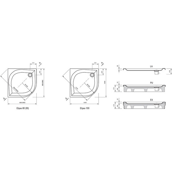 ДУШЕВОЙ ПОДДОН RAVAK ELIPSO-100 LA