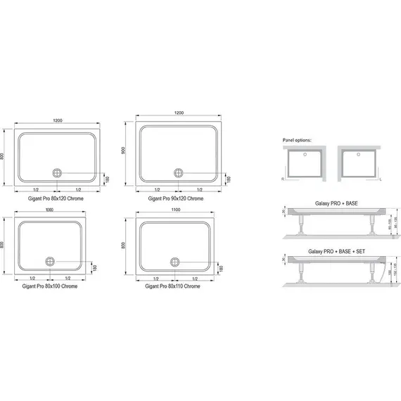 ДУШЕВОЙ ПОДДОН RAVAK GIGANT PRO 100 X 80 CHROME