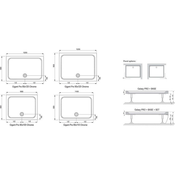 ДУШЕВОЙ ПОДДОН RAVAK GIGANT PRO 120 X 90 CHROME