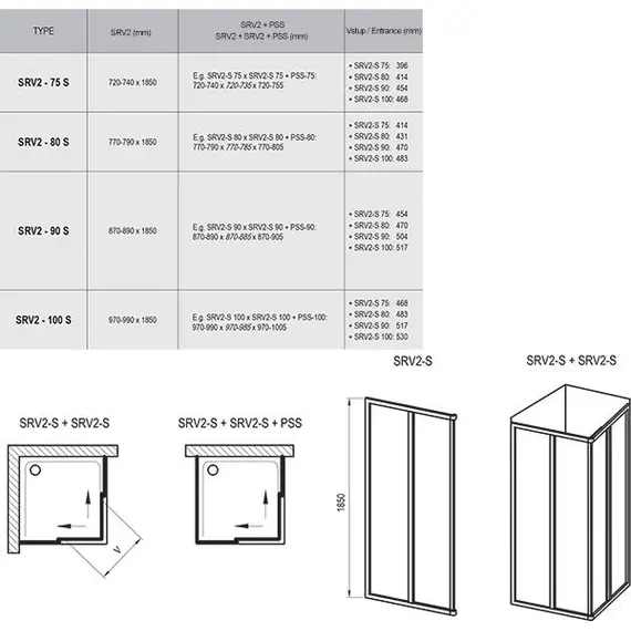 ДУШЕВОЙ УГОЛОК RAVAK SUPERNOVA SRV2-80 S БЕЛЫЙ+ГРЕЙП