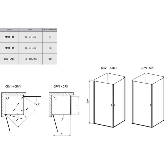 ЭЛЕМЕНТ ДУШЕВОГО УГОЛКА RAVAK CHROME CRV1