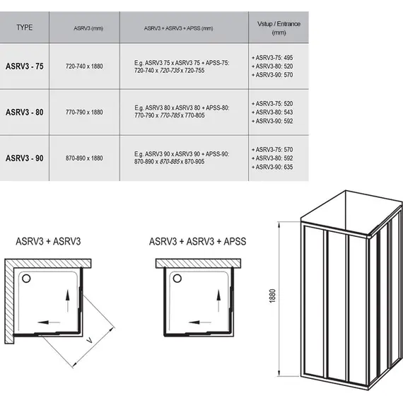 ДУШЕВОЙ УГОЛОК RAVAK SUPERNOVA ASRV3-90 БЕЛЫЙ+ГРЕЙП