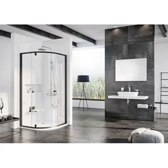 ДУШЕВОЙ УГОЛОК ПОЛУКРУГЛЫЙ RAVAK ТРЕХЭЛЕМЕНТНЫЙ RAVAK PIVOT PSKK3-80 ЧЕРНЫЙ+ТРАНСПАРЕНТ